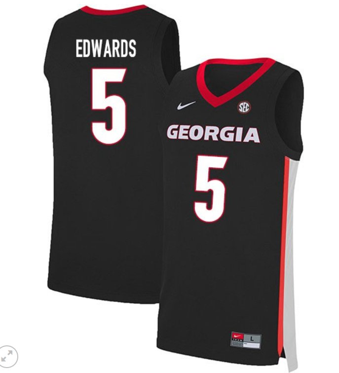 Men's Anthony Edwards Jersey #5 Georgia Bulldogs College Basketball Stiched Black