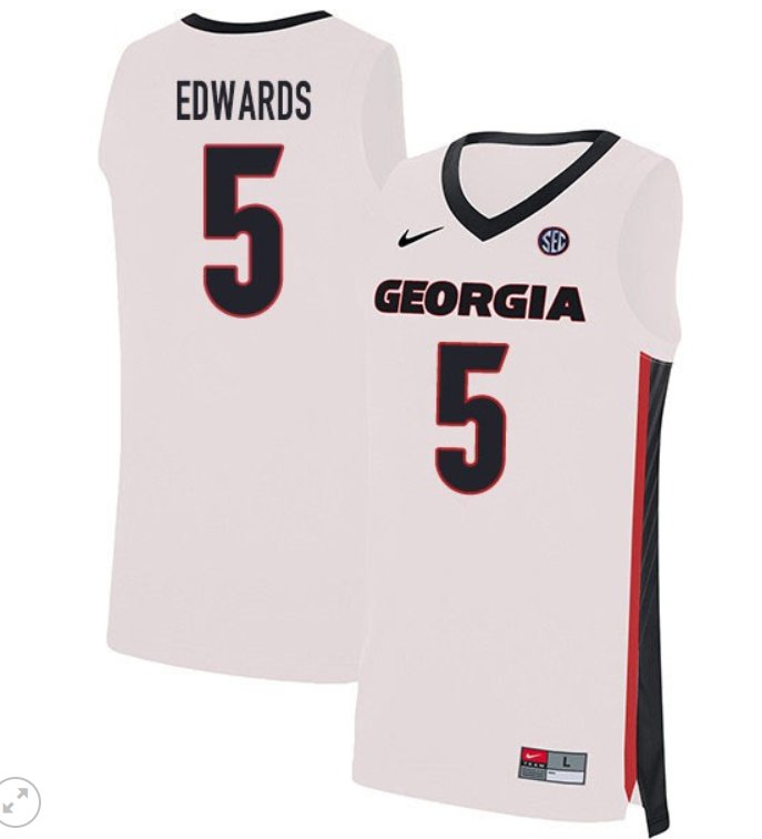 Men's Anthony Edwards Jersey #5 Georgia Bulldogs College Basketball Stiched Game White