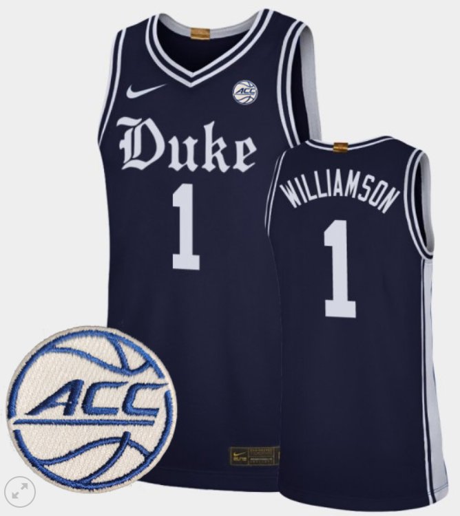 Men's Duke Blue Devils #1 Zion Williamson Nike NCAA Basketball Stiched Limited Navy Jersey