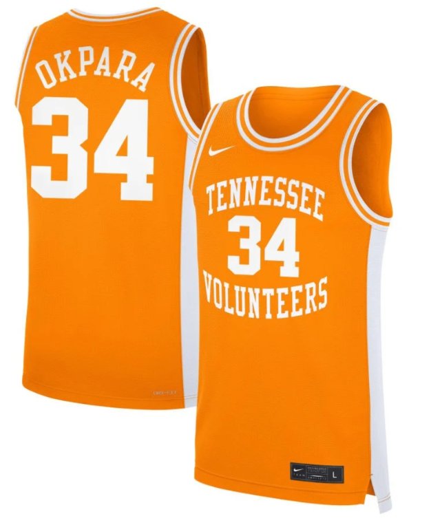 Men's Tennessee Volunteers #34 Felix Okpara Nike Basketball NIL Orange Stitched Jersey