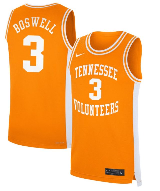 Men's Tennessee Volunteers #3 Bishop Boswell Nike Basketball NIL Orange Stitched Jersey