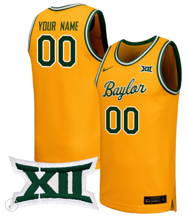 Custom Baylor Bears Jersey College Basketball Game Stiched Yellow