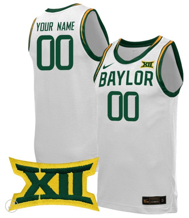 Custom Baylor Bears Jersey College Basketball Game Stiched White