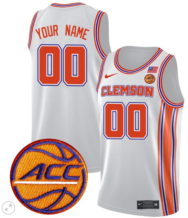 Custom Clemson Tigers Jersey College Basketball Game Stiched Retro White