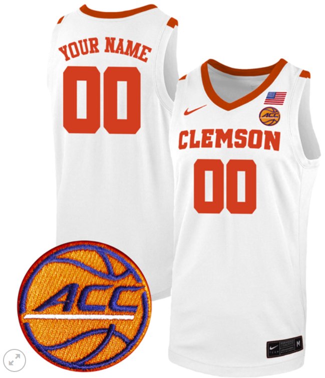 Custom Clemson Tigers Jersey College Basketball Game Stiched White