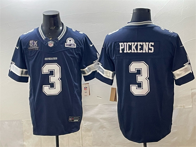 Men's Dallas Cowboys #3 George pickens Navy F.U.S.E. With Established In 1960 Patch Vapor Limited Stitched Football Jersey