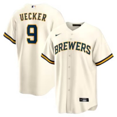 Men's & Women's & Youth Milwaukee Brewers #9 Bob Uecker Cream Nike Home Retired Player Replica Stitched Jersey