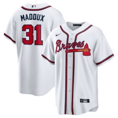 Men's & Women's & Youth Atlanta Braves #31 Greg Maddux White Nike Home Retired Player Replica Stitched Jersey