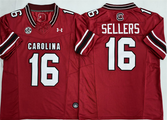 Men's South Carolina Fighting Gamecocks #16 LaNorris Sellers Red F.U.S.E. Stitched Jersey
