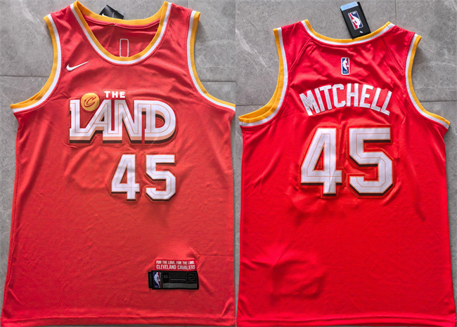 Men's Cleveland Cavaliers #45 Donovan Mitchell Orange 2025-26 City Edition Stitched Jersey