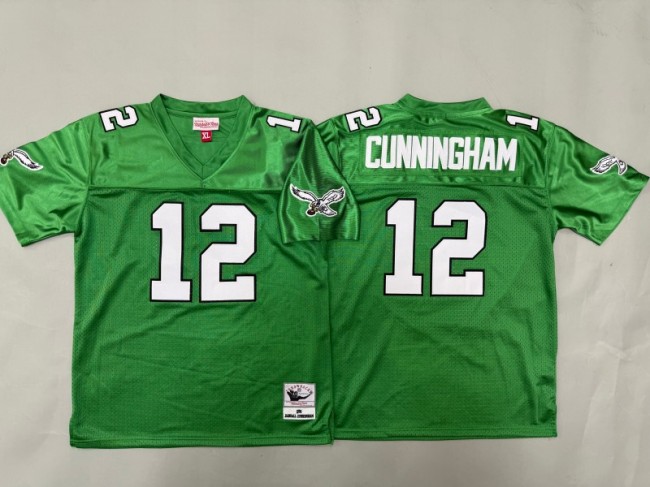 Youth Philadelphia Eagles #12 Randall Cunningham Green 1990 Throwback Stitched Jersey