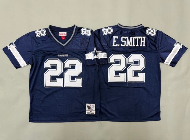 Youth Dallas Cowboys #22 Emmitt Smith Navy 1996 Throwback Stitched Jersey