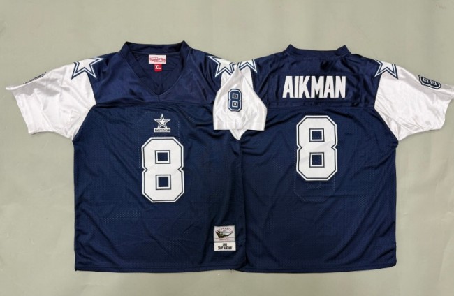 Youth Dallas Cowboys #8 Troy Aikman Navy Alternate 1995 Throwback Stitched Jersey
