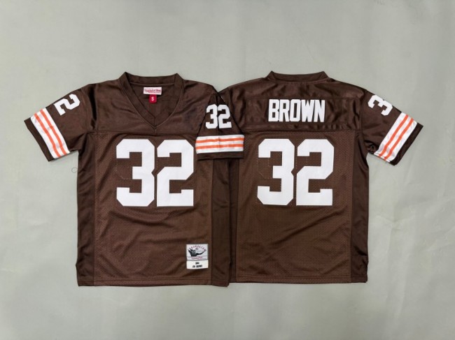 Youth Cleveland Browns #32 Jim Brown Brown 1964 Throwback Stitched Jersey