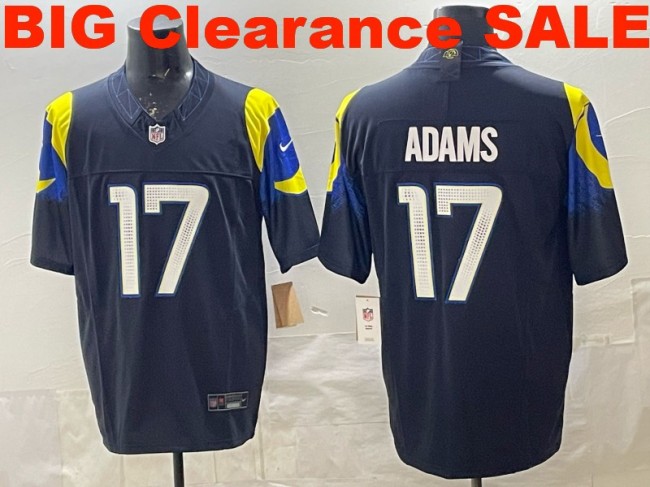 Clearance SALE Mens & Womens & Youth Los Angeles Rams #17 Davante Adams 2025 “Rivalries” F.U.S.E. Stitched Limited Jersey Midnight Blue