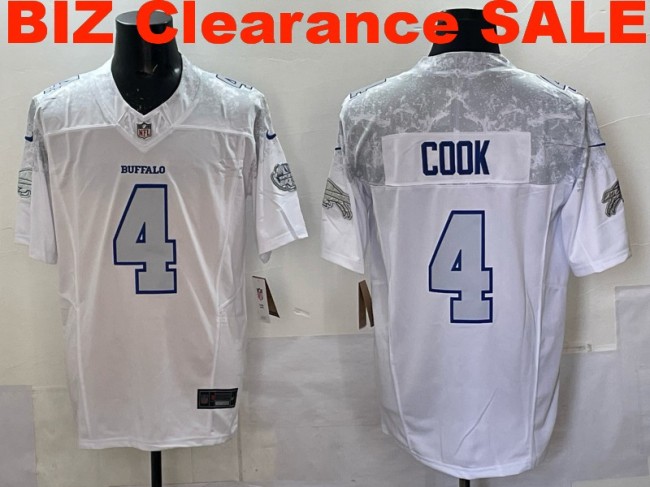 Clearance SALE Mens & Womens & Youth Buffalo Bills #4 James Cook 2025 “Rivalries” F.U.S.E. Stitched Limited Jersey White