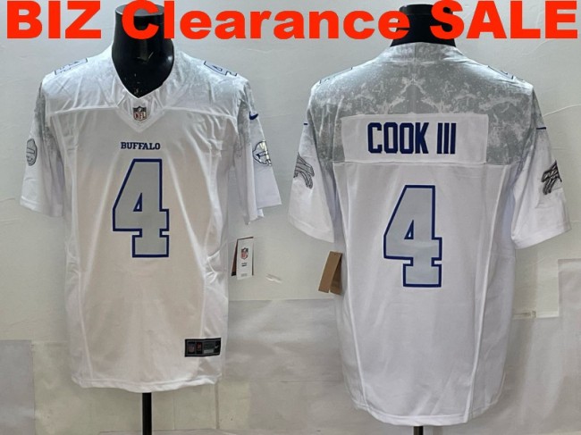 Clearance SALE Mens & Womens & Youth Buffalo Bills #4 James Cook III 2025 “Rivalries” F.U.S.E. Stitched Limited Jersey White