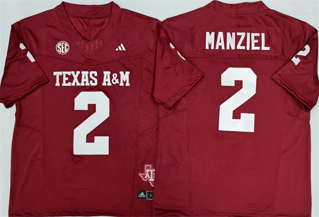 Men's Texas A&M Aggies Lions #2 Johnny Manziel Red 2025 F.U.S.E. Stitched Jersey