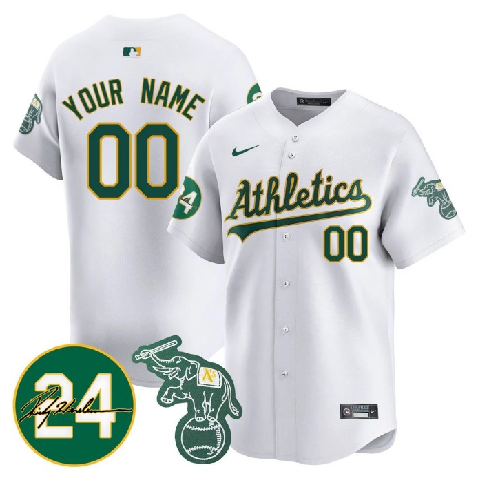 Nike Custom Oakland Athletics 2024 Ricky Henderson Memorial Stitched MLB Jersey White