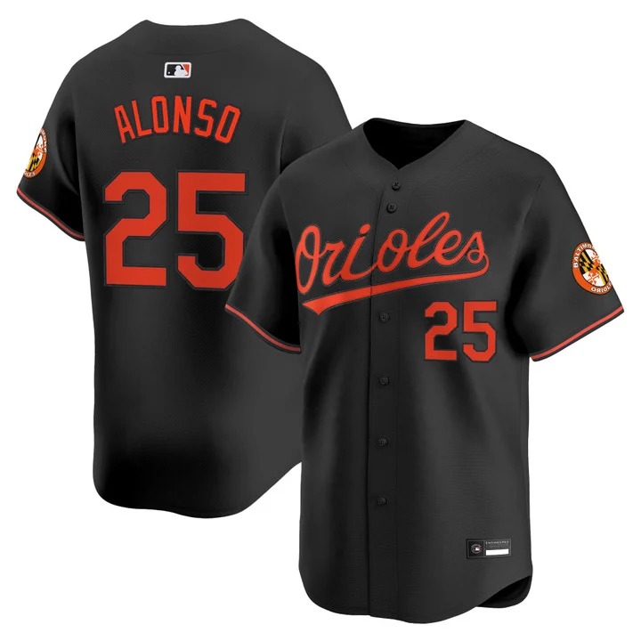 Men's Baltimore Orioles #25 Pete Alonso Black Nike Limited Stitched Baseball Jersey