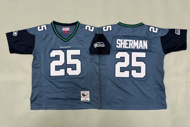 Youth Seattle Seahawks #25 Richard Sherman Blue 'MN' Throwback 2011 Stitched Football Jersey