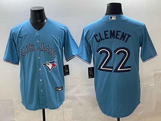 Men's Toronto Blue Jays #22 Ernie Clement Light Blue Cool Base Stitched Baseball Jersey