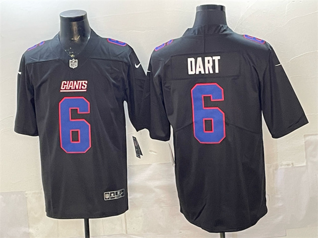 Men's New York Giants #6 Jaxson Dart Black Fashion Vapor Untouchable Limited Stitched Football Jersey