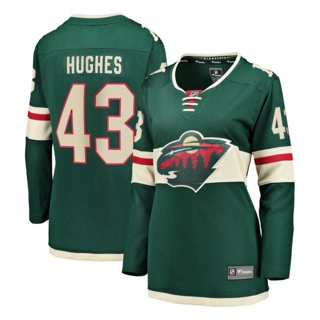 Women's Minnesota Wild #43 Quinn Hughes Green Home Stitched Jersey