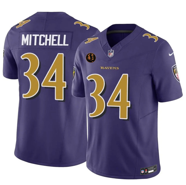 Men's Baltimore Ravens #34 Keaton Mitchell Purple 2025 F.U.S.E. With John Madden Patch Limited Football Jersey