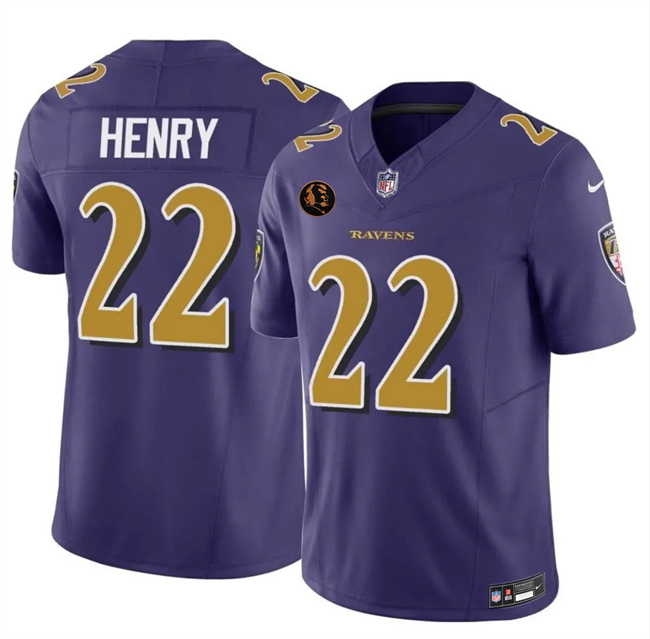 Men's Baltimore Ravens #22 Derrick Henry Purple 2025 F.U.S.E. With John Madden Patch Limited Football Jersey