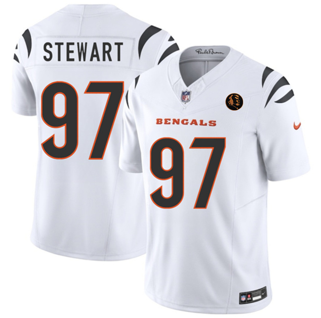 Men's Cincinnati Bengals #97 Shemar Stewart  White 2025 F.U.S.E. With John Madden Patch Vapor Limited Stitched Football Jersey