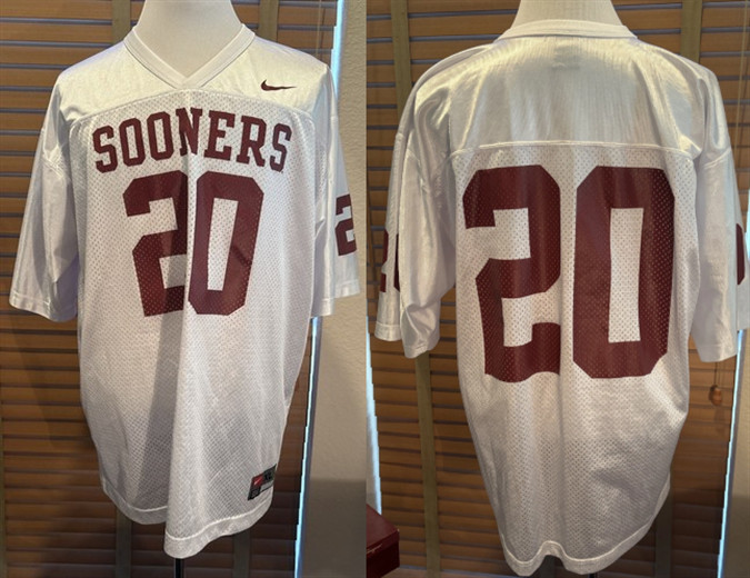 Men's Oklahoma Sooners #20 Billy Sims White Throwback Stitched Jersey