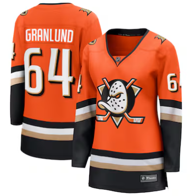 Women's Anaheim Ducks #64 Mikael Granlund Orange Home Stitched Hockey Jersey