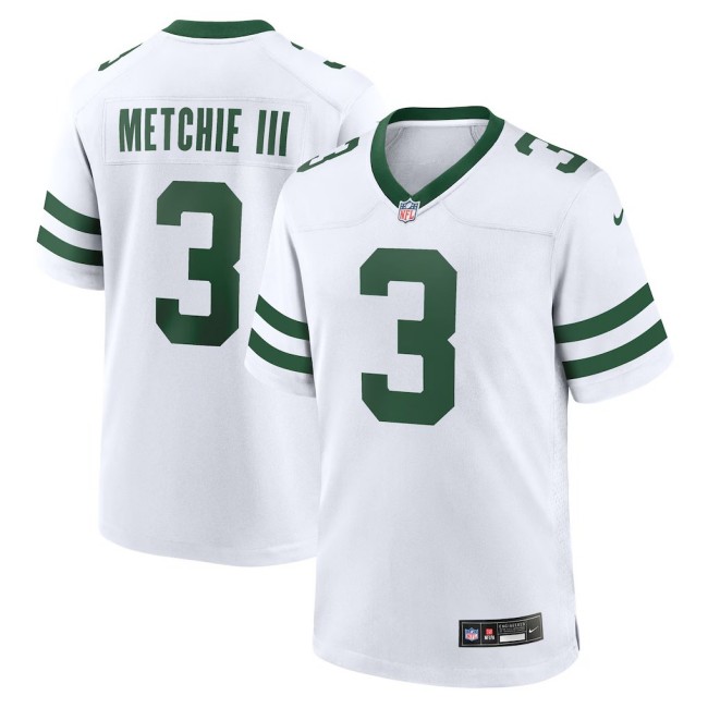 Men's New York Jets #3 John Metchie III Legacy White Nike Game Stitched Jersey
