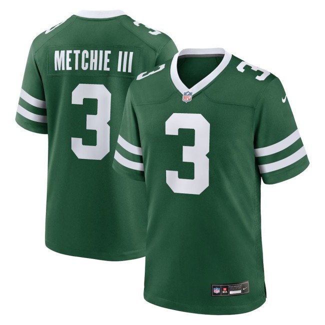 Men's New York Jets #3 John Metchie III Legacy Green Nike Team Game Stitched Jersey