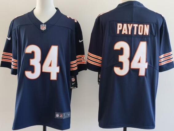 Men's Chicago Bears #34 Walter Payton Navy Vapor Limited Stitched Jersey