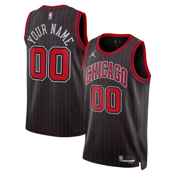 Men's & Women's & Youth Chicago Bulls Custom Black Statement Edition Stitched Jersey