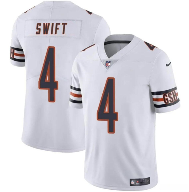 Men's Chicago Bears #4 D'Andre Swift White Vapor Untouchable Limited Stitched Football Jersey