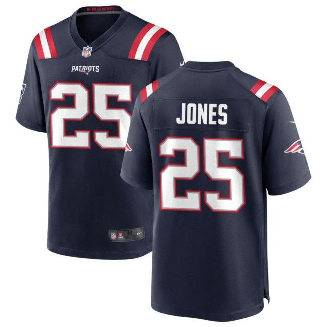 Men's New England Patriots #25 Marcus Jones Navy Vapor Limited Stitched Jersey
