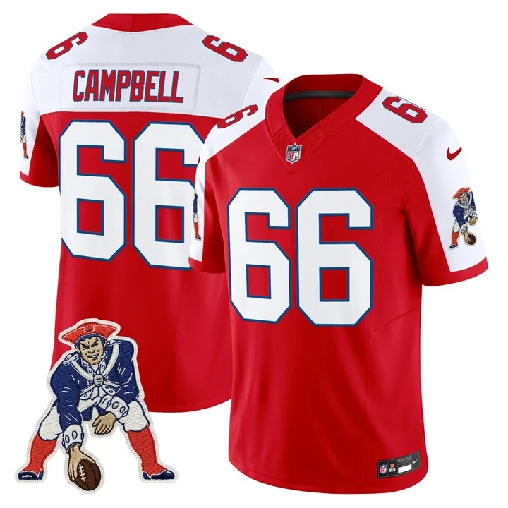 Men's & Women's & Youth New England Patriots #66 Will Campbell Red White F.U.S.E. Throwback Vapor Limited Stitched Jersey