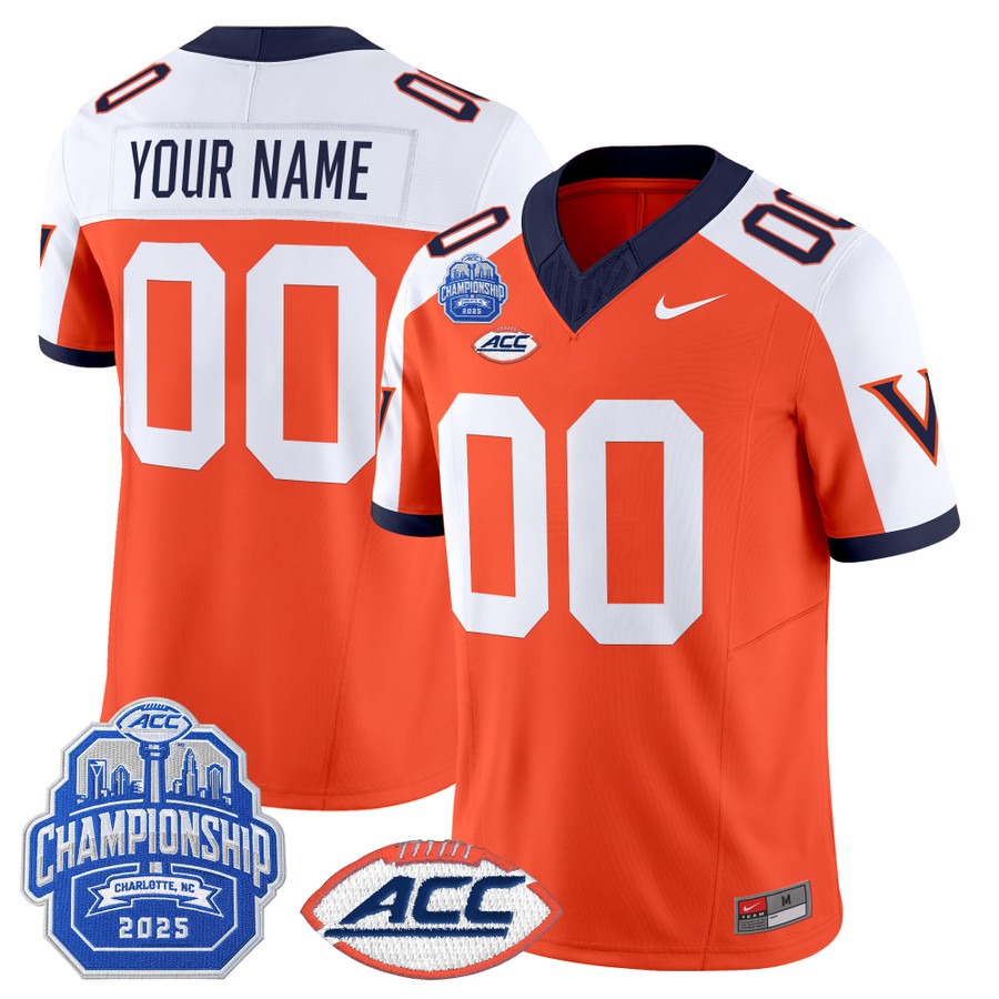 Men's & Women's & Youth Virginia Cavaliers Custom Orange Alternate 1995 Throwbacks Vapor Limited Stitched Jersey - 2025 ACC Championship Patch