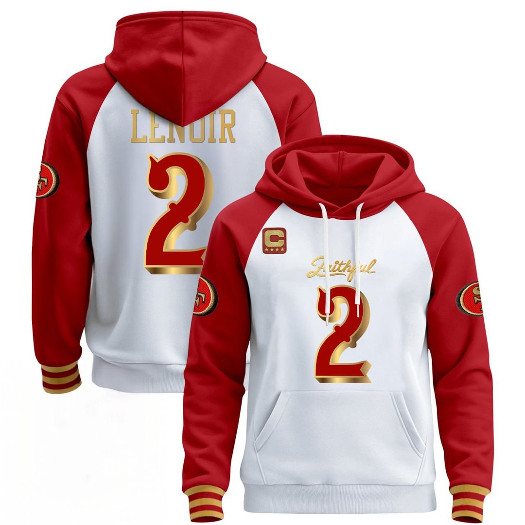 Men's & Youth San Francisco 49ers #2 Deommodore Lenoir White Red Stitched Hoodie