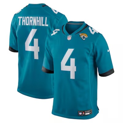 Men's Jacksonville Jaguars #4 Juan Thornhill Teal Nike Team Game Jersey