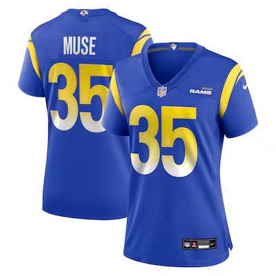 Women's Los Angeles Rams #35 Nick Muse Royal Nike Team Game Jersey