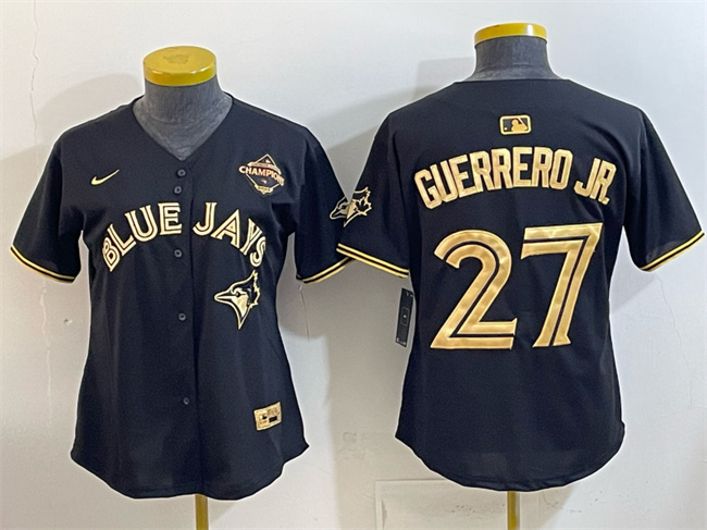 Youth Toronto Blue Jays #27 Vladimir Guerrero Jr. Black Gold 2025 American League Champions Limited Stitched Baseball Jersey