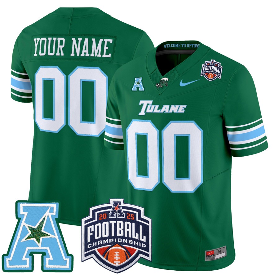 Men's & Women's & Youth Tulane Green Wave Custom 2025 AAC Championship F.U.S.E. Vapor Limited Stitched football Jersey Green