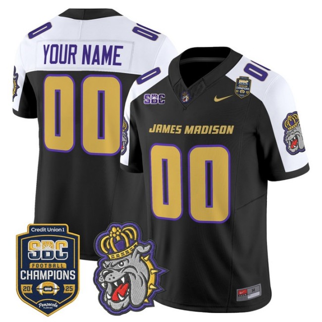 Men's & Women's & Youth James Madison Dukes Custom 2025 SBC Champions F.U.S.E. Vapor Limited Stitched football Jersey Black Alternate