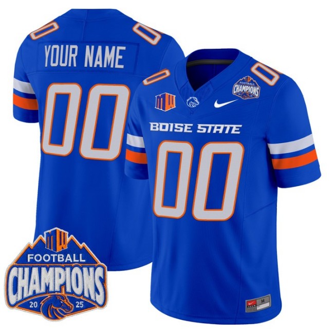 Men's & Women's & Youth Boise State Broncos Custom 2025 Mountain West Football Champions F.U.S.E. Vapor Limited Stitched Jersey Royal