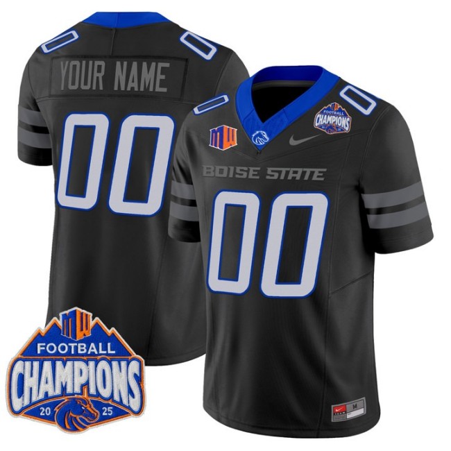 Men's & Women's & Youth Boise State Broncos Custom 2025 Mountain West Football Champions F.U.S.E. Vapor Limited Stitched Jersey Black