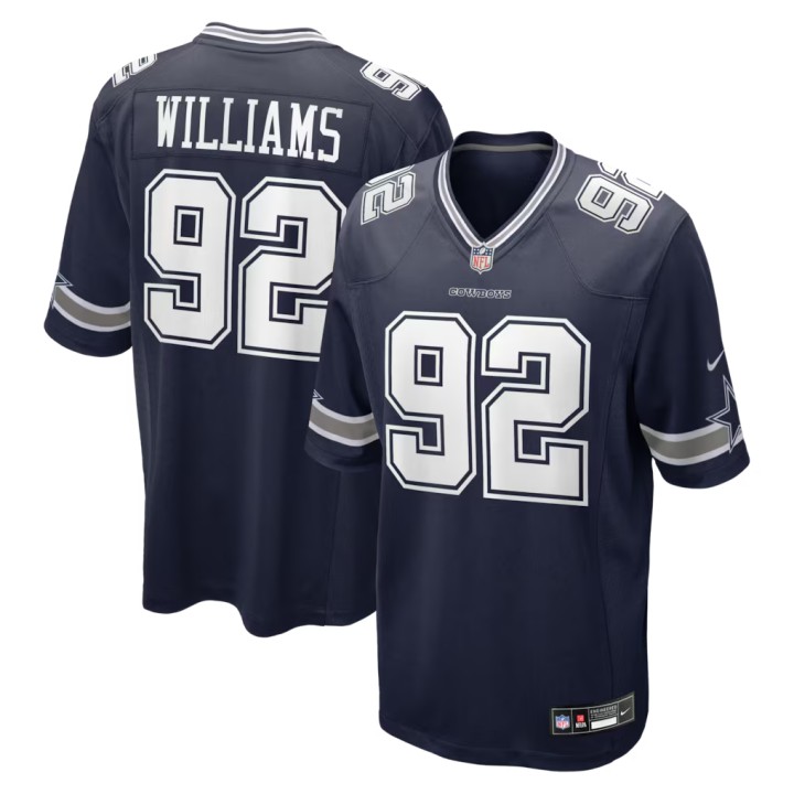 Men's Dallas Cowboys #92 Quinnen Williams Navy Nike Home Game Jersey